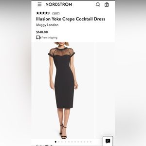Black midi cocktail dress with crepe detail